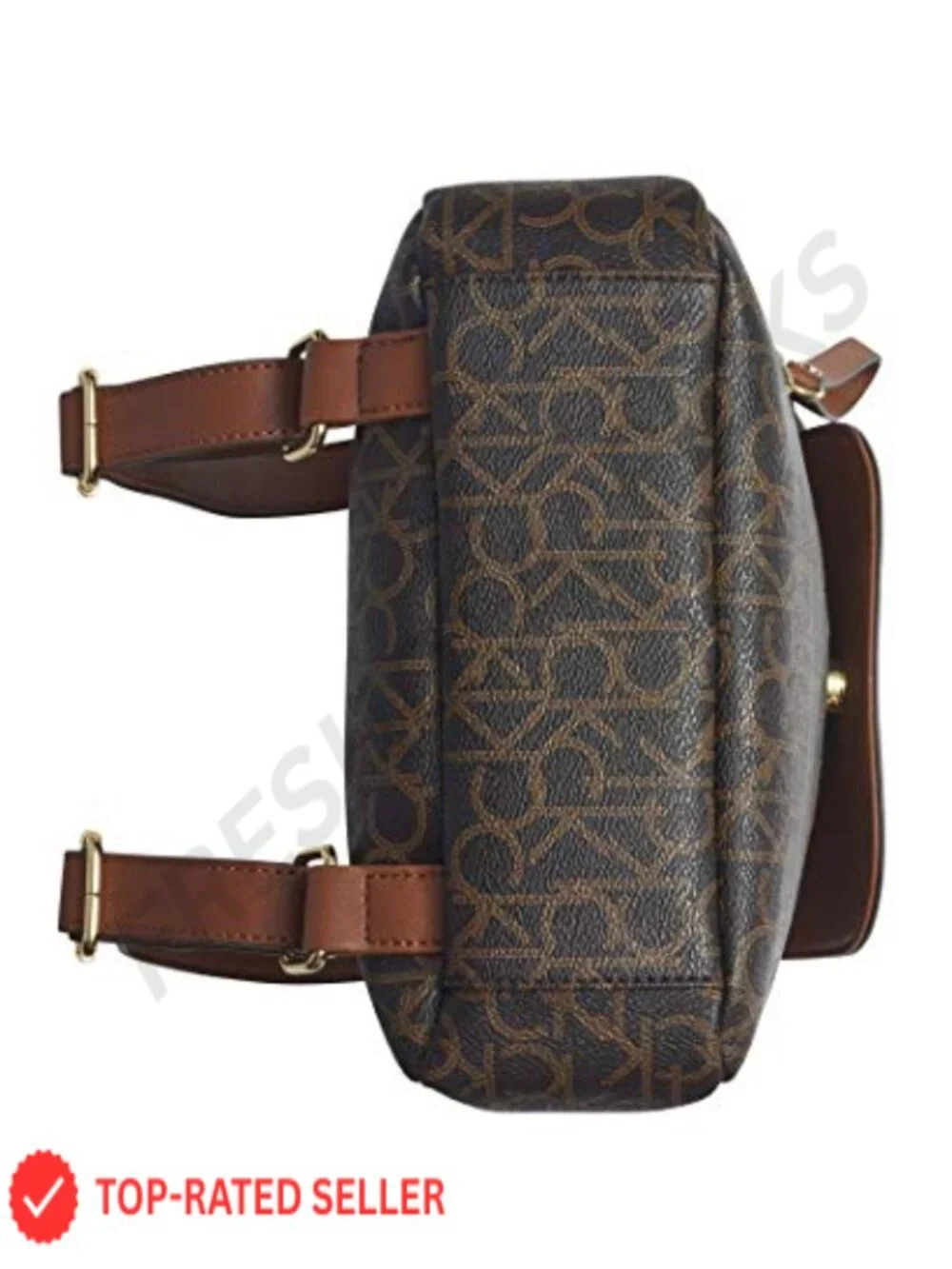 Calvin Klein Elaine Signature Leather Backpack - Anti-Theft Zip Pockets,